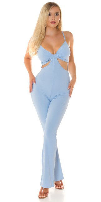 Spaghetti Strap Jumpsuit with Cut-Outs Blue